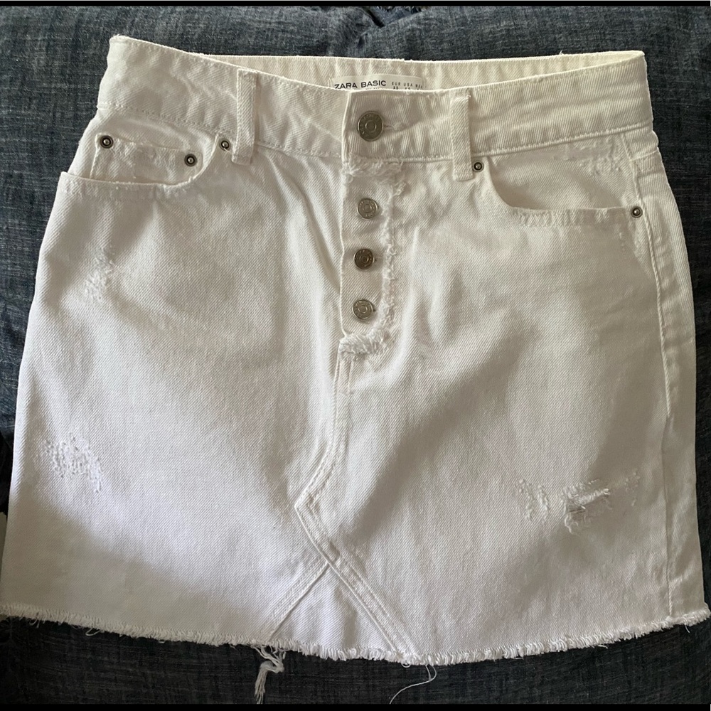 White Denim Skirt from “Zara”